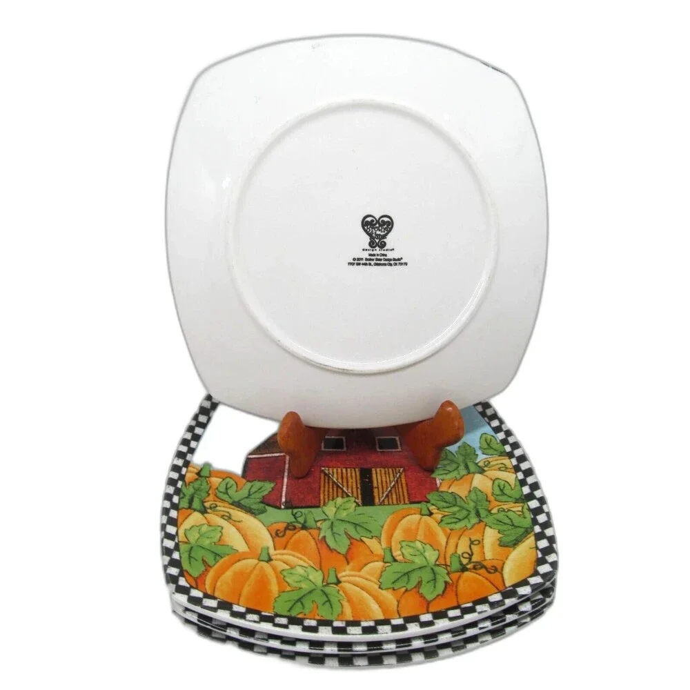 Pumpkin Patch Farm Set Of 4 Square 8
